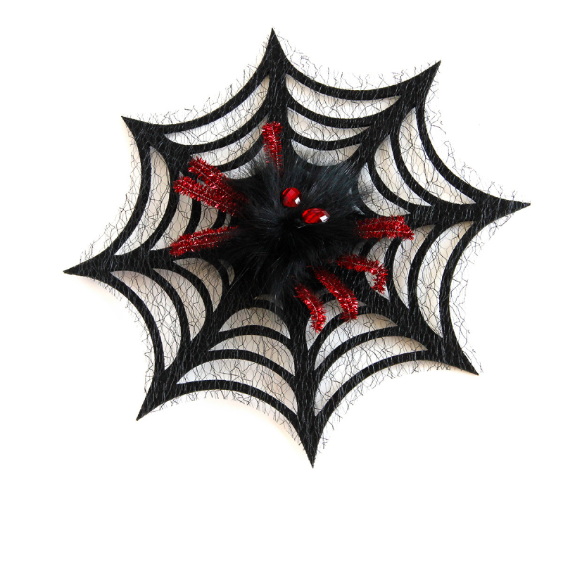 Halloween sponka do vlasov s pavučinou – ručná výroba, pôvodný dizajn, bočné zapínanie, model FJ-35-1