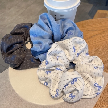 Gumička na cop s textilom, ručne vyrobená, korejský štýl, čerstvá a sladká, leto 2025