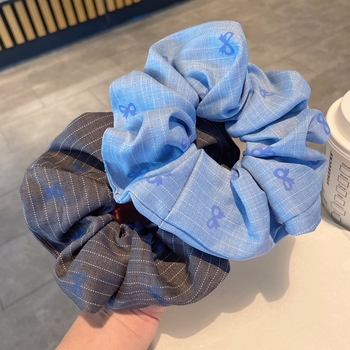 Gumička na cop s textilom, ručne vyrobená, korejský štýl, čerstvá a sladká, leto 2025