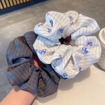 Gumička na cop s textilom, ručne vyrobená, korejský štýl, čerstvá a sladká, leto 2025