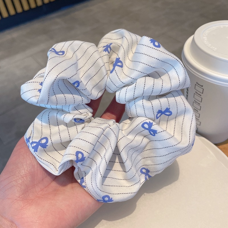 Gumička na cop s textilom, ručne vyrobená, korejský štýl, čerstvá a sladká, leto 2025