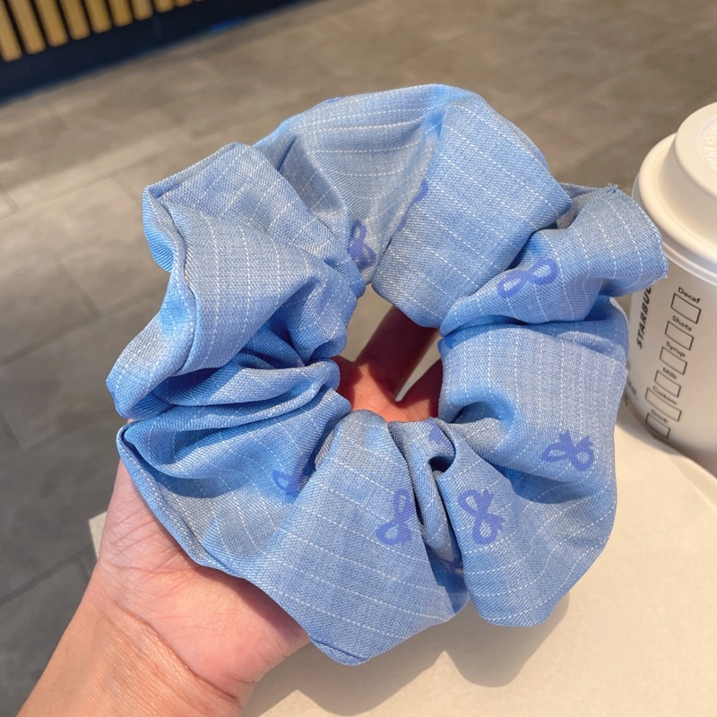 Gumička na cop s textilom, ručne vyrobená, korejský štýl, čerstvá a sladká, leto 2025