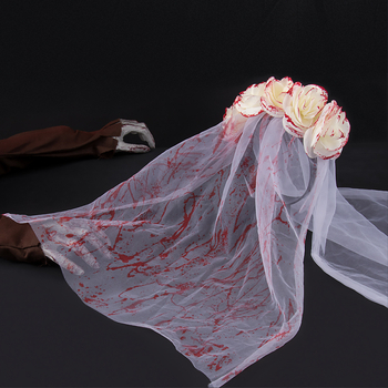 Halloween svadobný závoj s vintage ružou – gotický tmavý doplnok na hlavu (EVA, polopracovaná výroba, Roleparty)