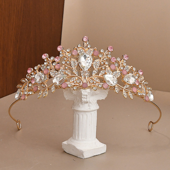 Detská koruna na hlavu pre dievčatá, zliatina + rhinestones, ručne vyrobená, štýl Európa a Amerika, vhodná na narodeniny, svadbu, festival