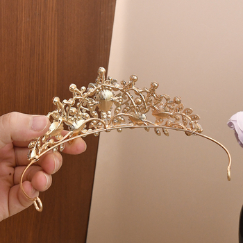 Detská koruna na hlavu pre dievčatá, zliatina + rhinestones, ručne vyrobená, štýl Európa a Amerika, vhodná na narodeniny, svadbu, festival