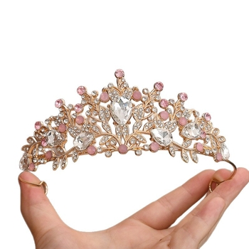 Detská koruna na hlavu pre dievčatá, zliatina + rhinestones, ručne vyrobená, štýl Európa a Amerika, vhodná na narodeniny, svadbu, festival