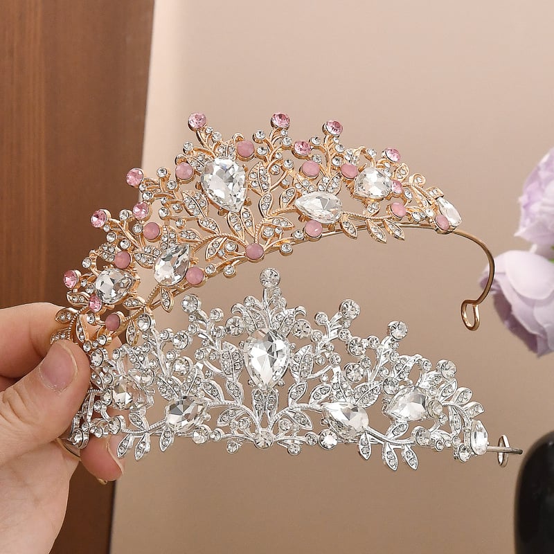Detská koruna na hlavu pre dievčatá, zliatina + rhinestones, ručne vyrobená, štýl Európa a Amerika, vhodná na narodeniny, svadbu, festival