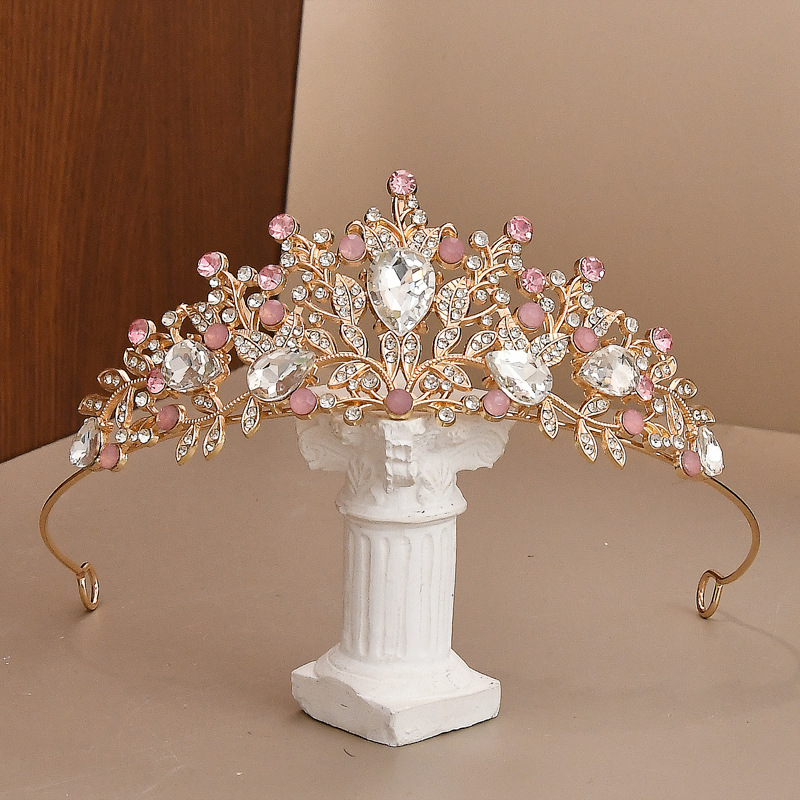 Detská koruna na hlavu pre dievčatá, zliatina + rhinestones, ručne vyrobená, štýl Európa a Amerika, vhodná na narodeniny, svadbu, festival