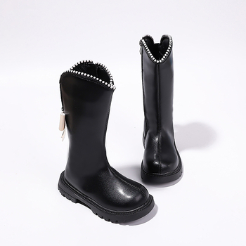 Čizme za djevojčice – srednje visokog kroja, umjetna koža, bočni zatvarač, vodootporne, tople