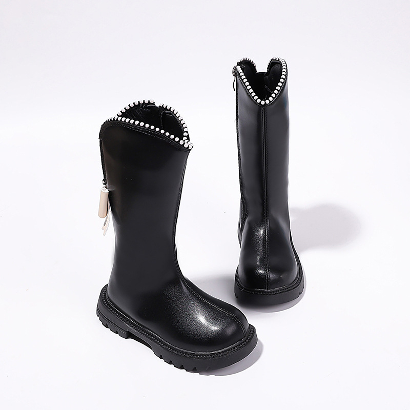 Čizme za djevojčice – srednje visokog kroja, umjetna koža, bočni zatvarač, vodootporne, tople