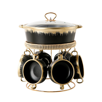 Keramický hrniec na polievku, 7-dielna sada s viečkom, nordický štýl, ľahký luxusný retro dizajn, personalizácia k dispozícii