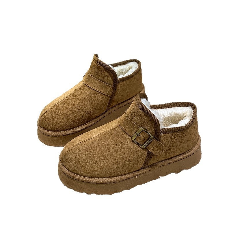 Ženske zimske čizme za snijeg – gornji dio od velura, fleece podstava, niski profil, pull-on zatvaranje, platforma na peti