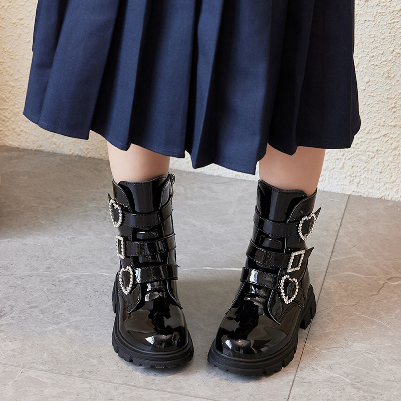 Dječje princeze čizme za djevojčice - bočni zip, niska visina čizme, umjetna koža, gumena potplat, PU ulošak