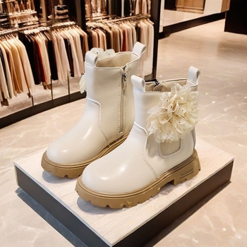 Dječje čizme u britskom stilu s mikrovlaknastom kožom, bočnim zatvaračem, niski članak, jedinstven dizajn, jesen-zima