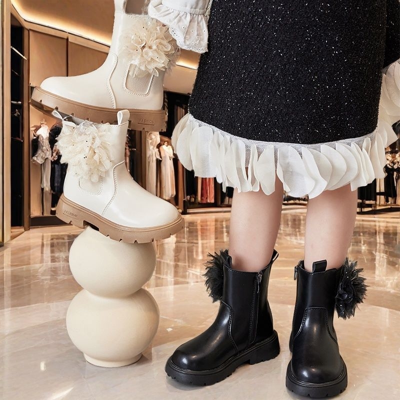 Dječje čizme u britskom stilu s mikrovlaknastom kožom, bočnim zatvaračem, niski članak, jedinstven dizajn, jesen-zima