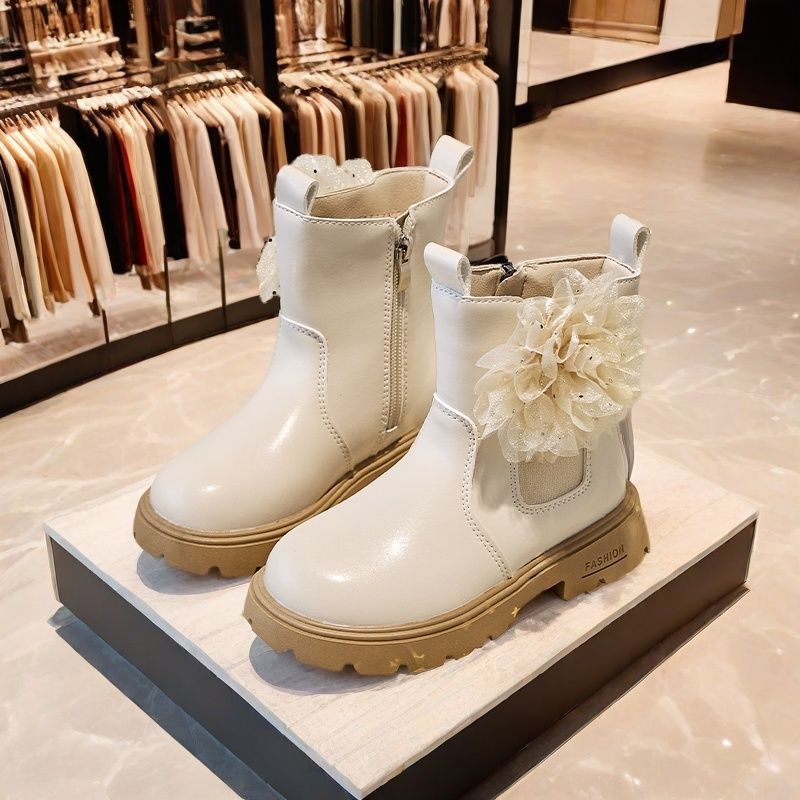 Dječje čizme u britskom stilu s mikrovlaknastom kožom, bočnim zatvaračem, niski članak, jedinstven dizajn, jesen-zima