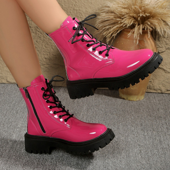 Ženske Martin čizme, britanski stil, bočni zatvarač, debeli potpetica, PU gornji dio, gumeni đon