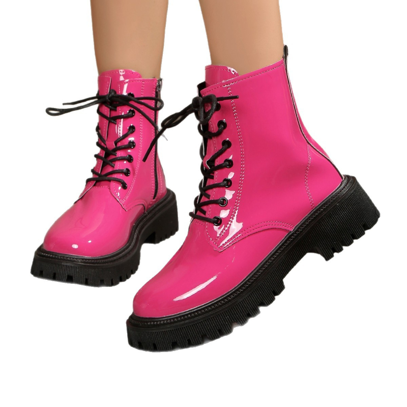 Ženske Martin čizme, britanski stil, bočni zatvarač, debeli potpetica, PU gornji dio, gumeni đon