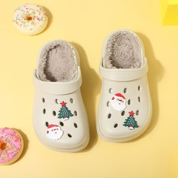 Papuci de interior pentru copii, cu vârfuri acoperite, EVA pe partea superioară și talpă EVA, căptuți cu fleece, model desen animat, pentru vârsta 1–12 ani