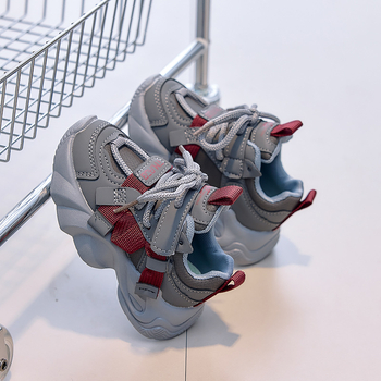 Unisex dječje tenisice za trčanje s PU gornjim dijelom, prozračne, lagane, protuklizne, gumeni potplat, sve sezone