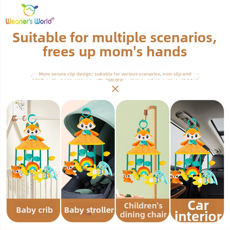 Mīksta piekaramā rotaļlieta ar zvaniņu zīdaiņiem 0–3 gadiem, piemērota ratiem un gultiņai