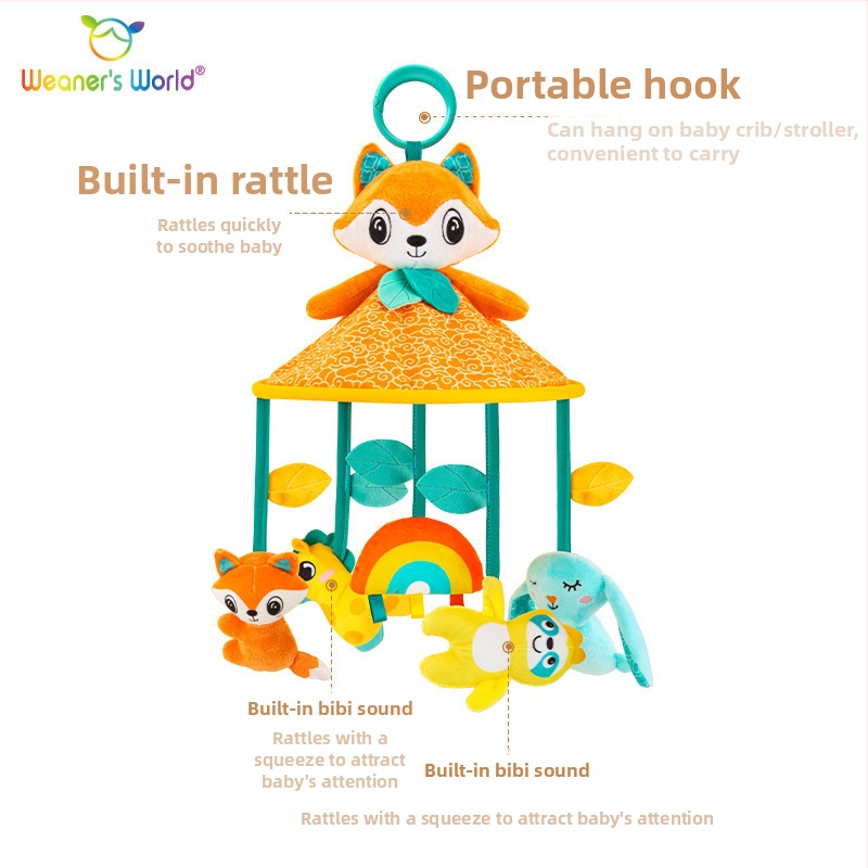 Mīksta piekaramā rotaļlieta ar zvaniņu zīdaiņiem 0–3 gadiem, piemērota ratiem un gultiņai