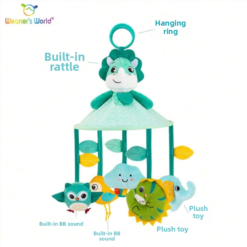 Plyšová hračka s rolničkou na zavesenie pre dojčatá 0–3 roky, vhodná do kočíka a postieľky