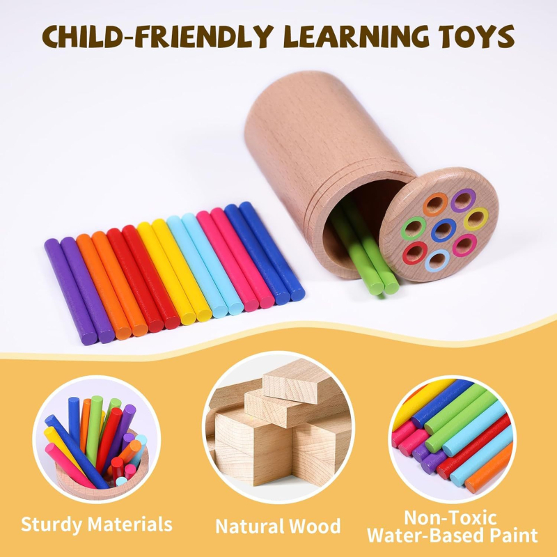 Drvene edukativne igračke za djecu – kreativne drvene rukotvorine, crtani stil, interaktivne senzorne igračke za roditelje i djecu