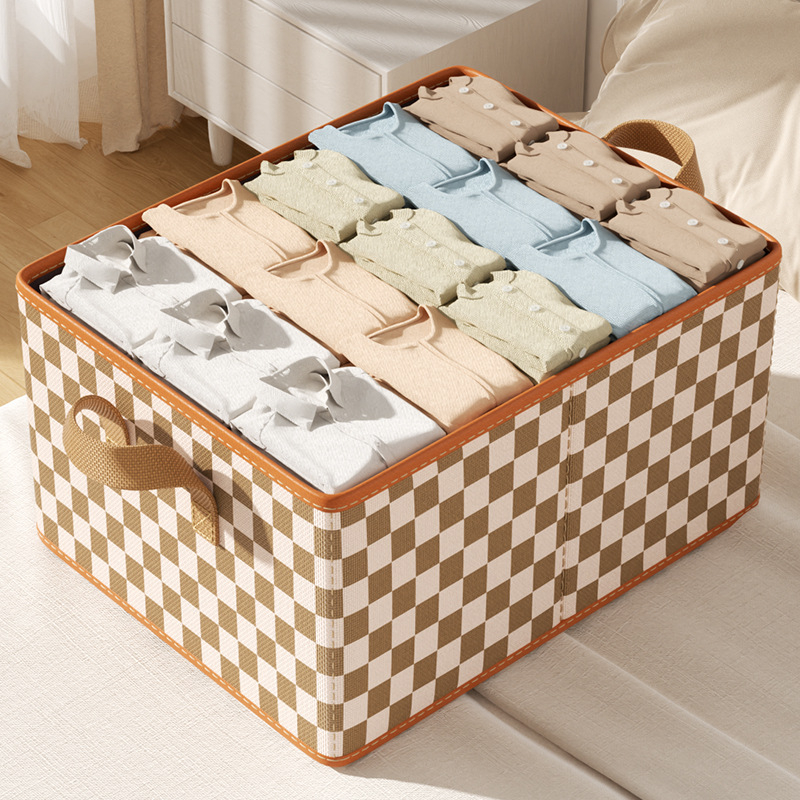 Cutie de depozitare pentru haine și lenjerie, tip sertar, pliabilă, 33 L, material Oxford, carouri