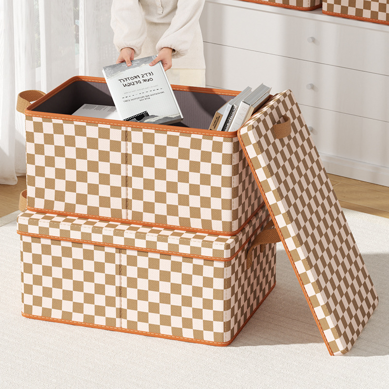 Cutie de depozitare pentru haine și lenjerie, tip sertar, pliabilă, 33 L, material Oxford, carouri