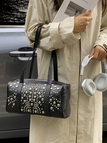 Torba PU cilindričnog oblika s zip zatvaračem, pretinac za telefon, dvostruka naramenica – street trend