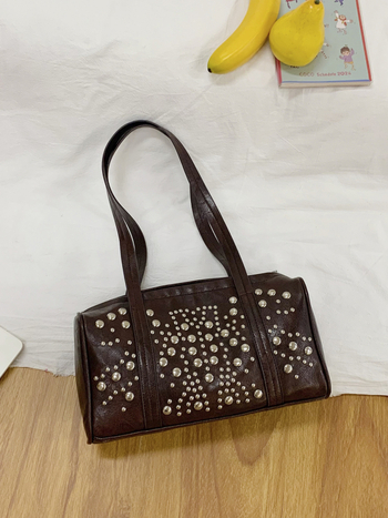 Torba PU cilindričnog oblika s zip zatvaračem, pretinac za telefon, dvostruka naramenica – street trend