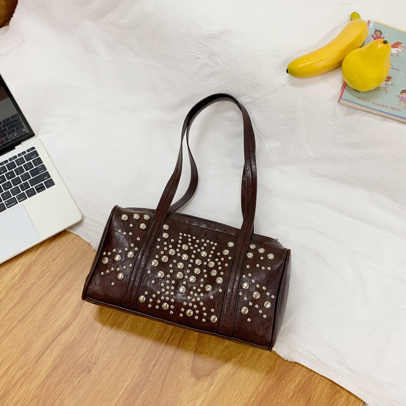 Torba PU cilindričnog oblika s zip zatvaračem, pretinac za telefon, dvostruka naramenica – street trend