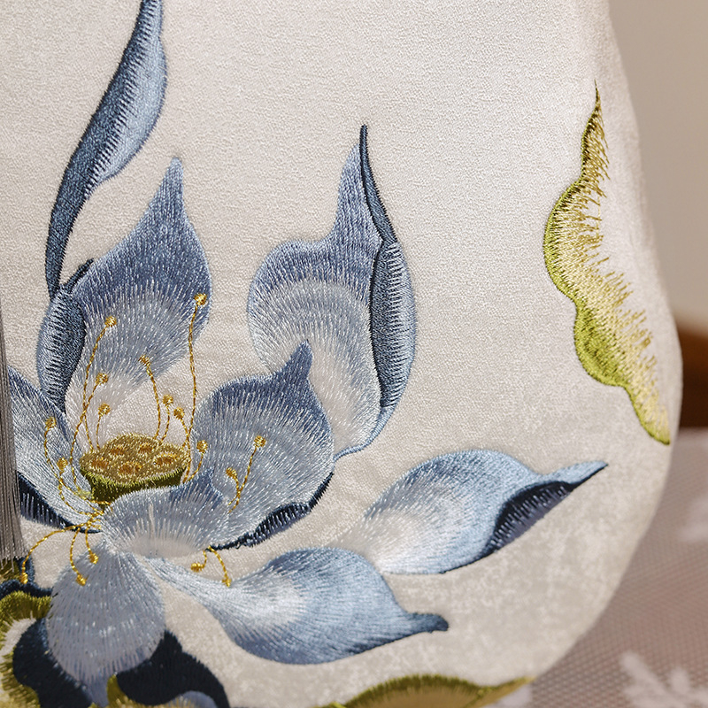 Izšivana ženska torba u književno-kineskom stilu, poliester, horizontalni kvadratni oblik, zatvarač, ID džep