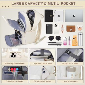 Dámsky batoh na notebook, mestský minimalistický štýl, polyester, objem 20–35 L, ultra ľahký, zakrivené ramenné popruhy