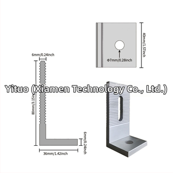 Hliníkový L-tvarovaný montážny držiak na solárne panely s nastaviteľným sklonom, materiál: hliníková zliatina, technológia spracovania: extrúzia, značka ECO-TECH, model 01