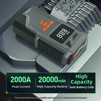 Auto štartér pre núdzové použitie a prenosná nafukovačka pneumatík s digitálnym displejom, Type-C nabíjanie, 14.8V, 80W, 25 L/min, prevádzková doba viac ako 20 min