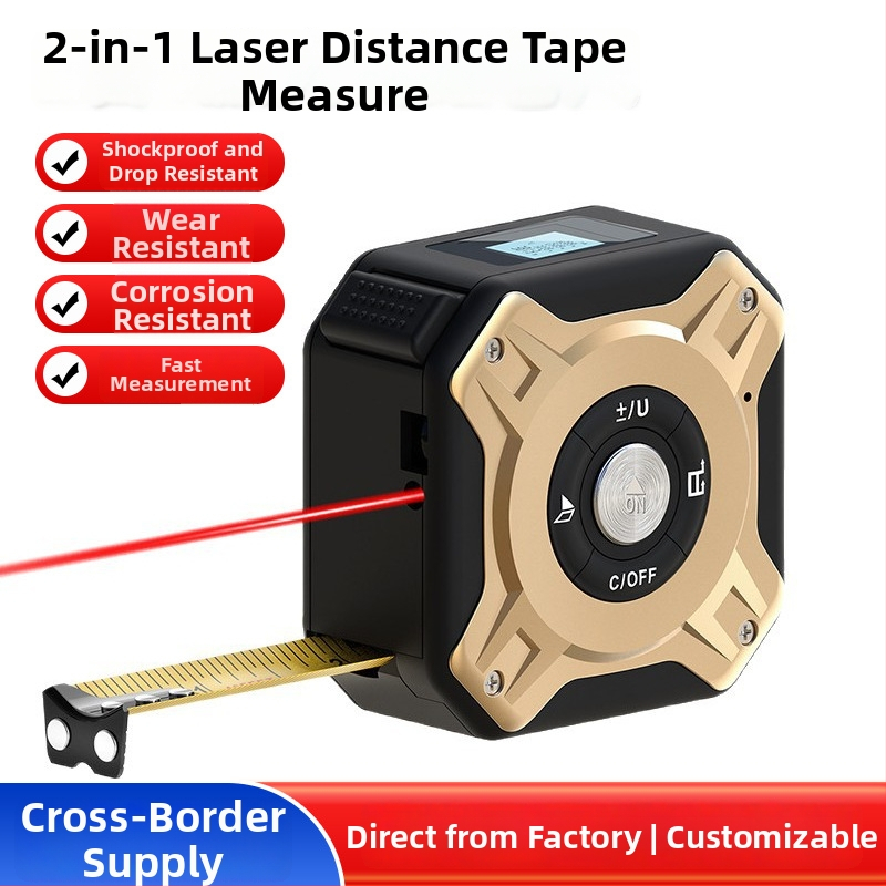 2-v-1 laserové meracie pásmo s podsvieteným LCD, dosah 131,2 palcov