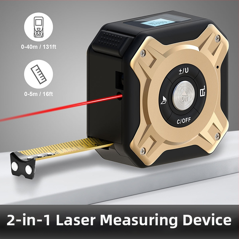 2-v-1 laserové meracie pásmo s podsvieteným LCD, dosah 131,2 palcov