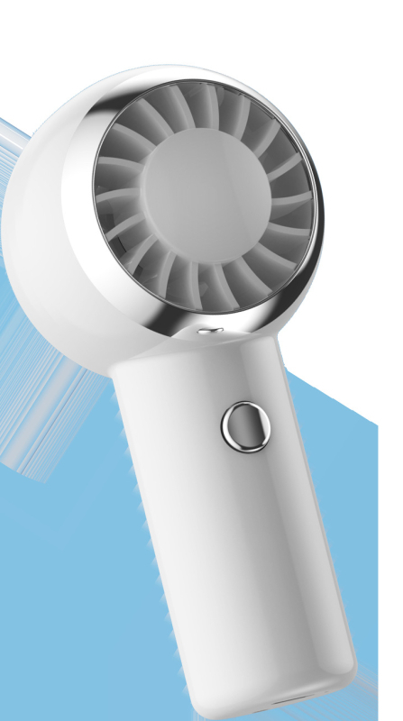 USB ručni i za oko vrata ventilator s 5 plastičnim lopaticama, motor s četkama, ugrađena baterija 300–500 mAh, 3 brzine, USB punjenje