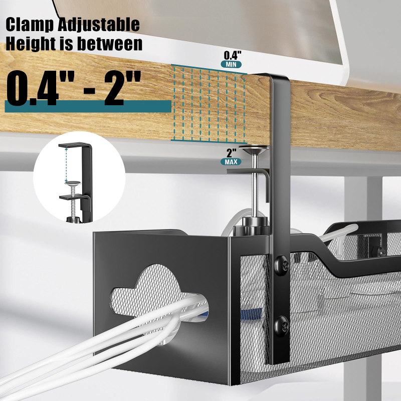 Viseća bočna polica ispod stola — karbonsko čelična, 1 sloj, bez bušenja, jednostavan moderni stil
