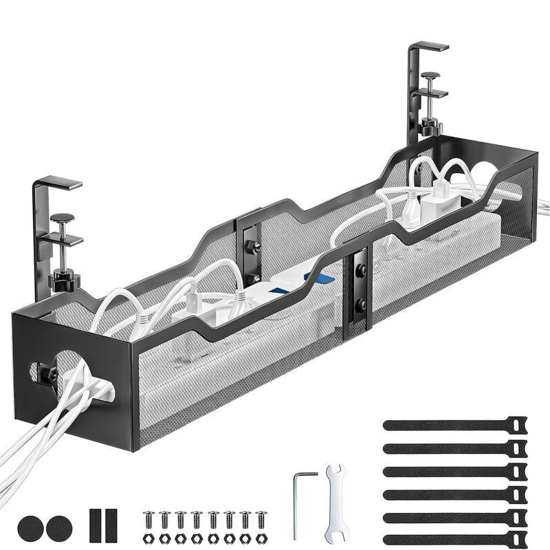 Viseća bočna polica ispod stola — karbonsko čelična, 1 sloj, bez bušenja, jednostavan moderni stil