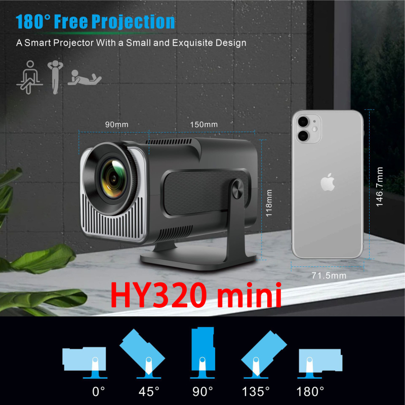 TIANYU Hy320/mini domáci projektor - rozlíšenie 1080p, jasnosť 280 ANSI, výkon 60W
