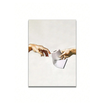 Bezokvirna platnena zidna umjetnost – skandinavski moderni apstraktni humor „Ruka Božja”, jedan panel, sprej tehnika