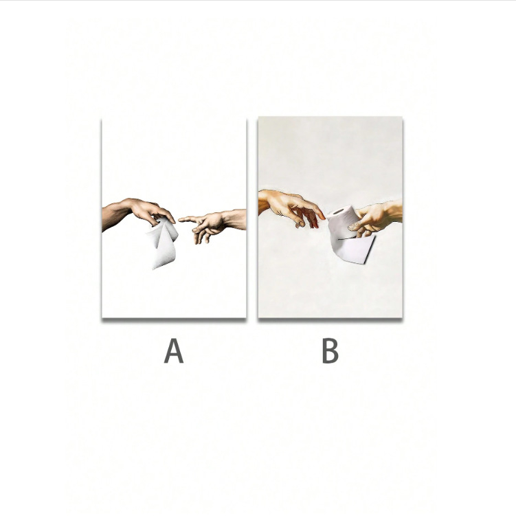 Bezokvirna platnena zidna umjetnost – skandinavski moderni apstraktni humor „Ruka Božja”, jedan panel, sprej tehnika