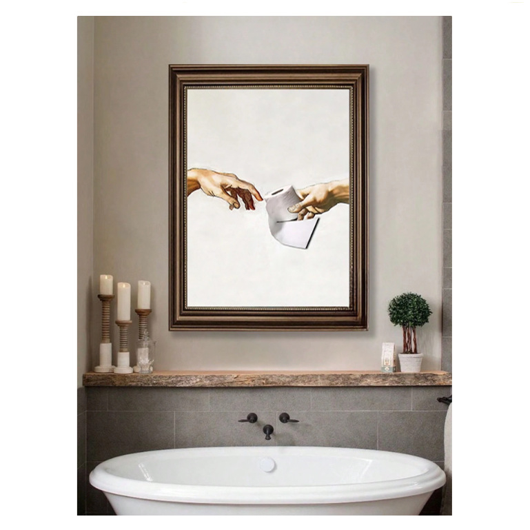 Bezokvirna platnena zidna umjetnost – skandinavski moderni apstraktni humor „Ruka Božja”, jedan panel, sprej tehnika