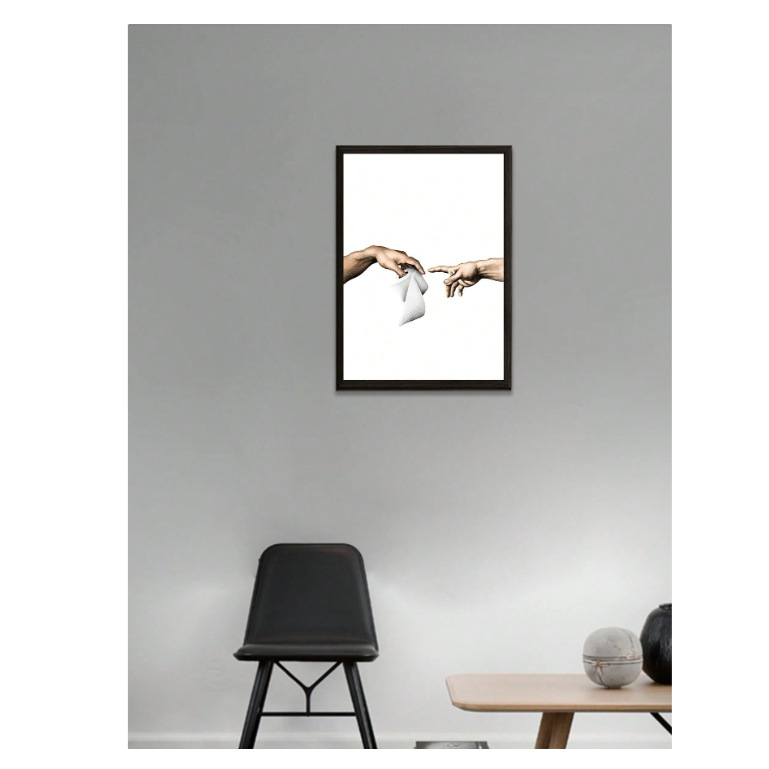 Bezokvirna platnena zidna umjetnost – skandinavski moderni apstraktni humor „Ruka Božja”, jedan panel, sprej tehnika