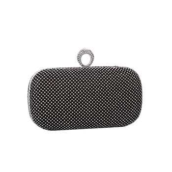 Večernja clutch torbica s kristalima, poliester, horizontalni kvadratni oblik, kopča, džep za telefon