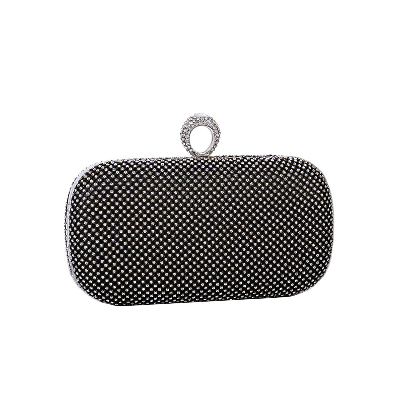 Večernja clutch torbica s kristalima, poliester, horizontalni kvadratni oblik, kopča, džep za telefon