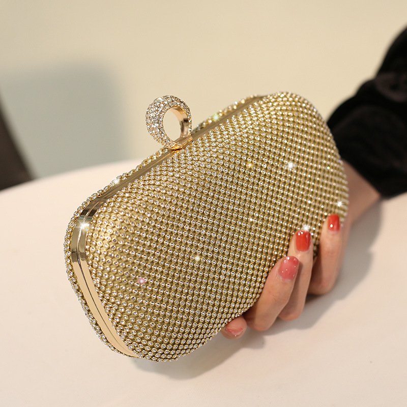 Večernja clutch torbica s kristalima, poliester, horizontalni kvadratni oblik, kopča, džep za telefon
